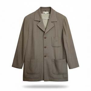 A-Line Anne Klein Woven Tweed Brown Silk Blend Herringbone Jacket M Blazer